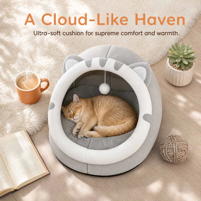 Cat-Ear Cozy Cave Bed