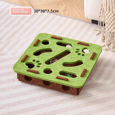 Felt Cat Maze Puzzle Box Toy with Rolling Ball