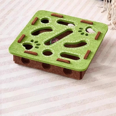 Felt Cat Maze Puzzle Box Toy with Rolling Ball
