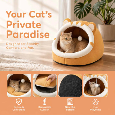 Cat-Ear Cozy Cave Bed