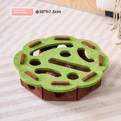 Felt Cat Maze Puzzle Box Toy with Rolling Ball